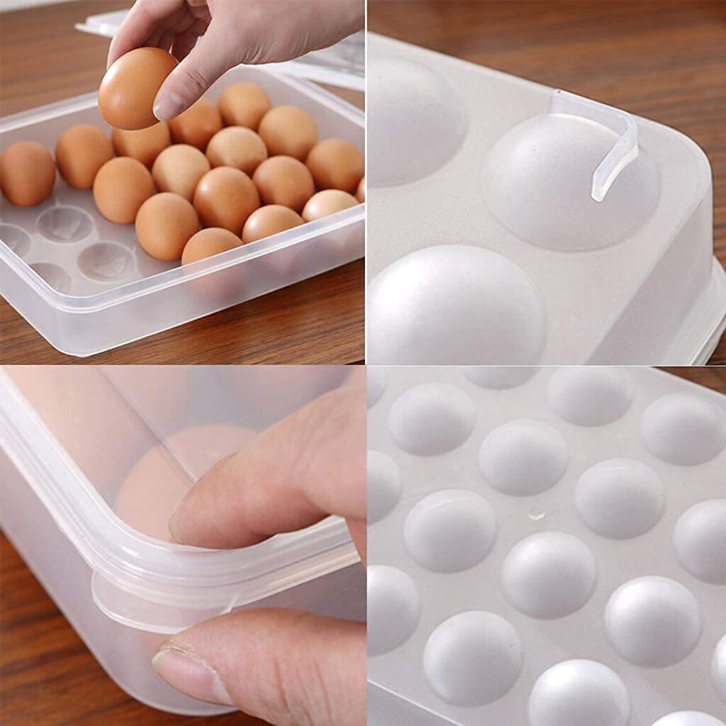 XML Eggs Tray Plastic Storage Organizer Box Container for Fridge Refrigerator Kitchen Improvement Accessories Item Size of 24 Eggs